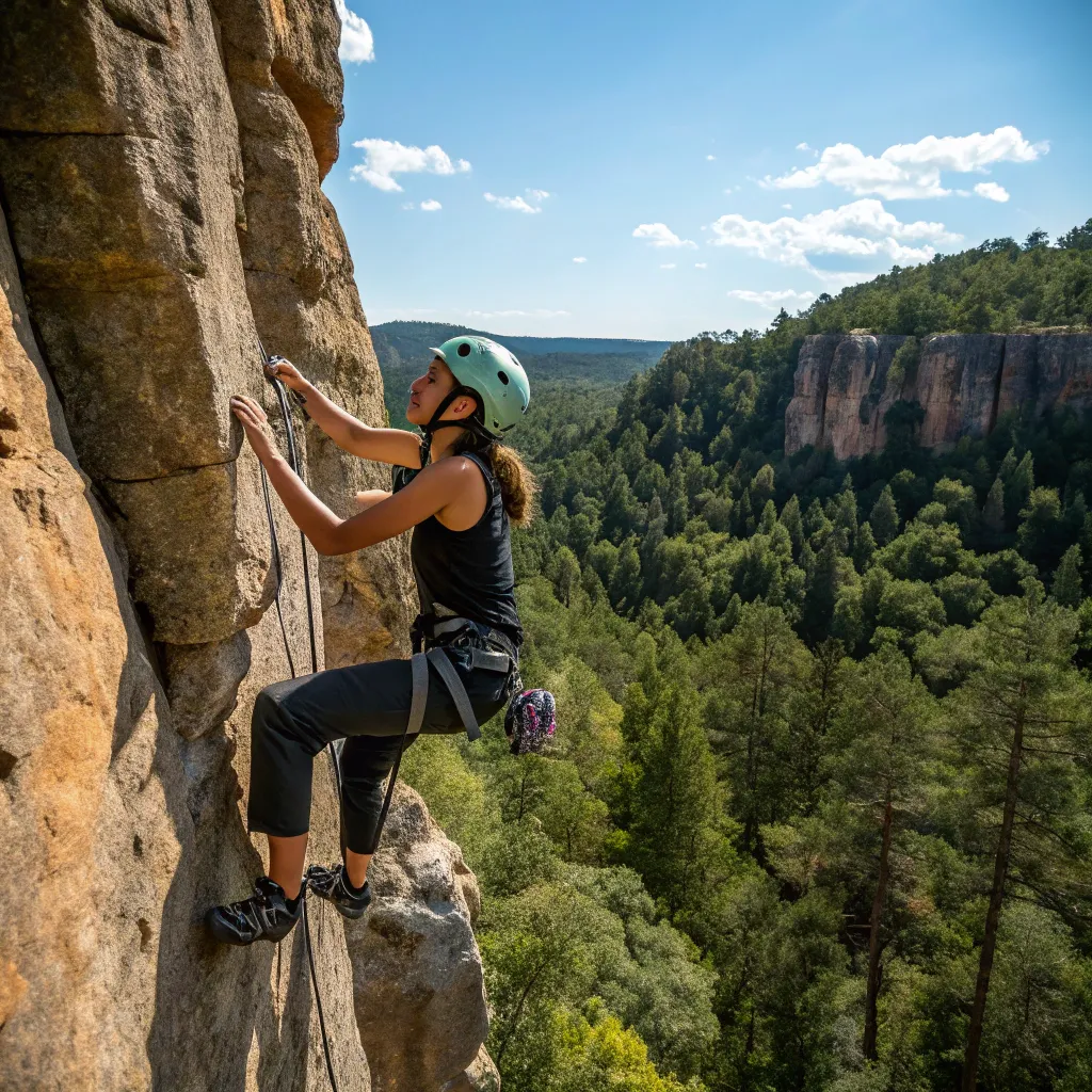 Sophia Martinez rock climbing at a national park